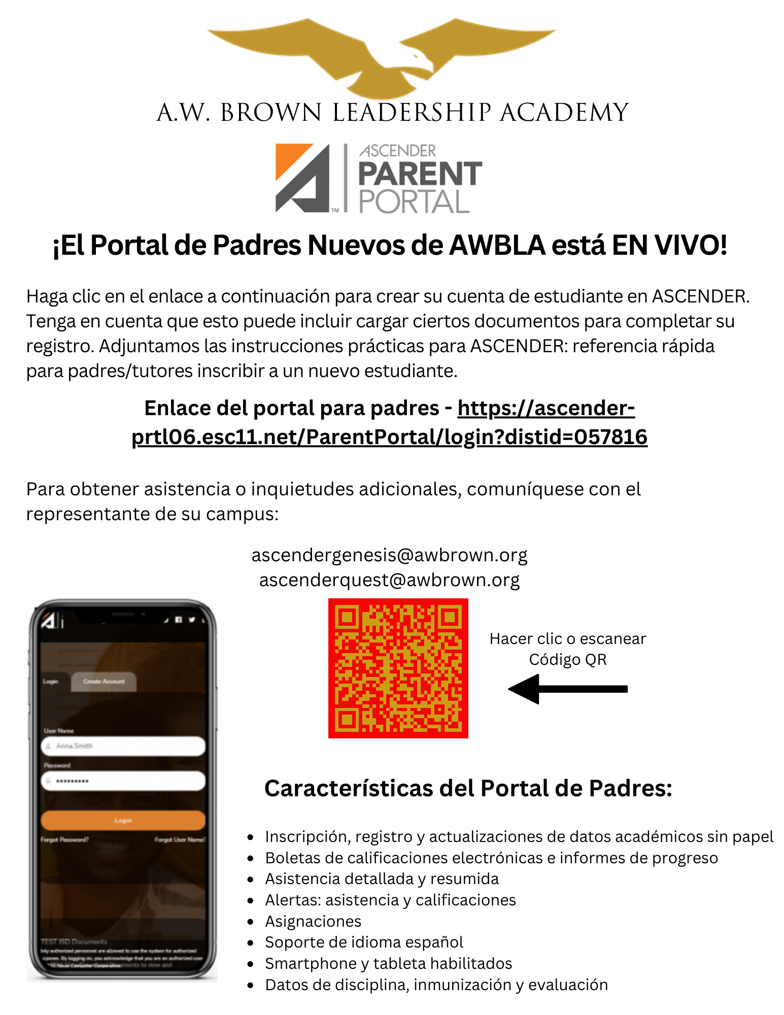 Ascender Parent Portal - Spanish