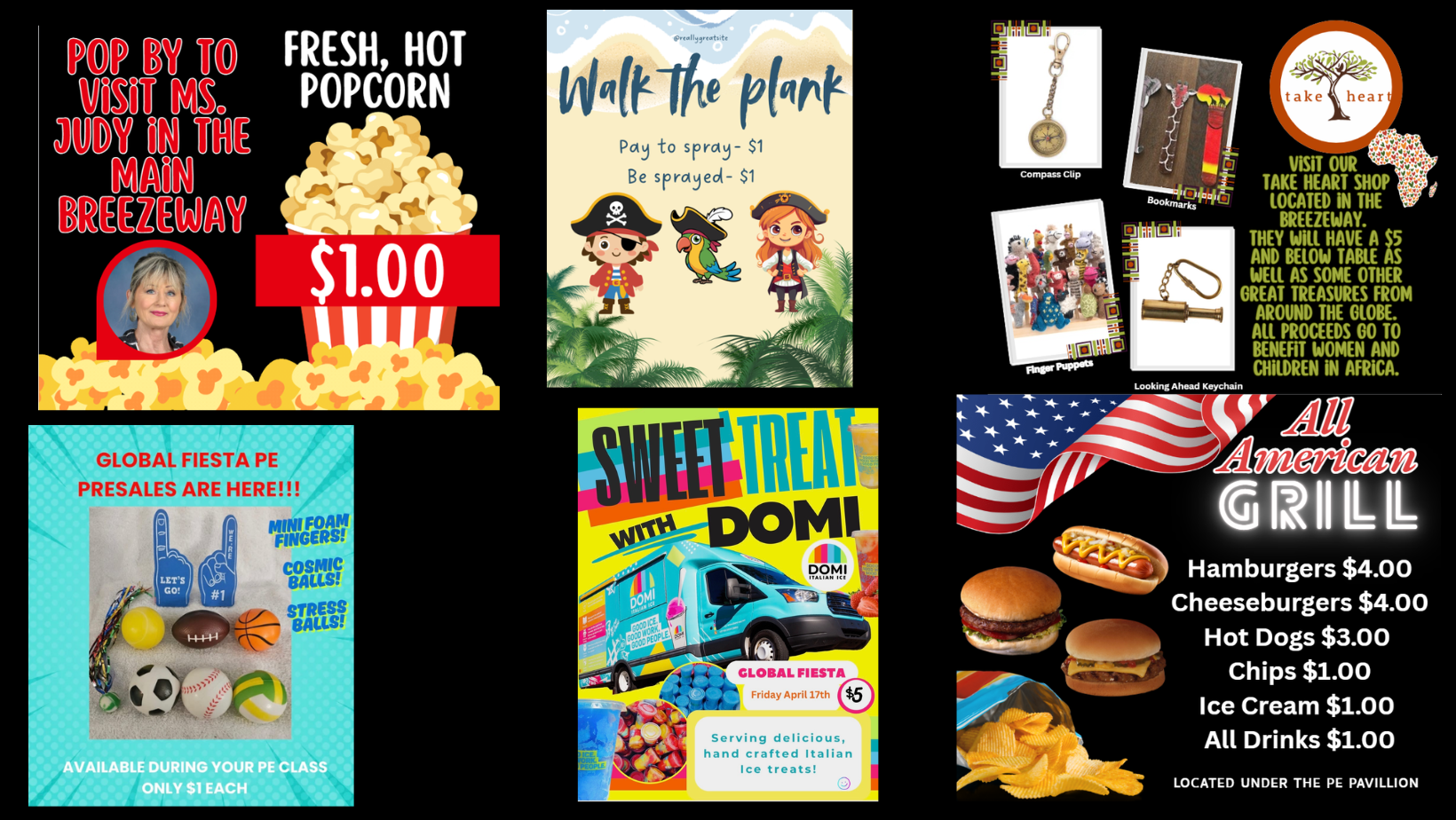 Assorted Sales Items for Global Fiesta