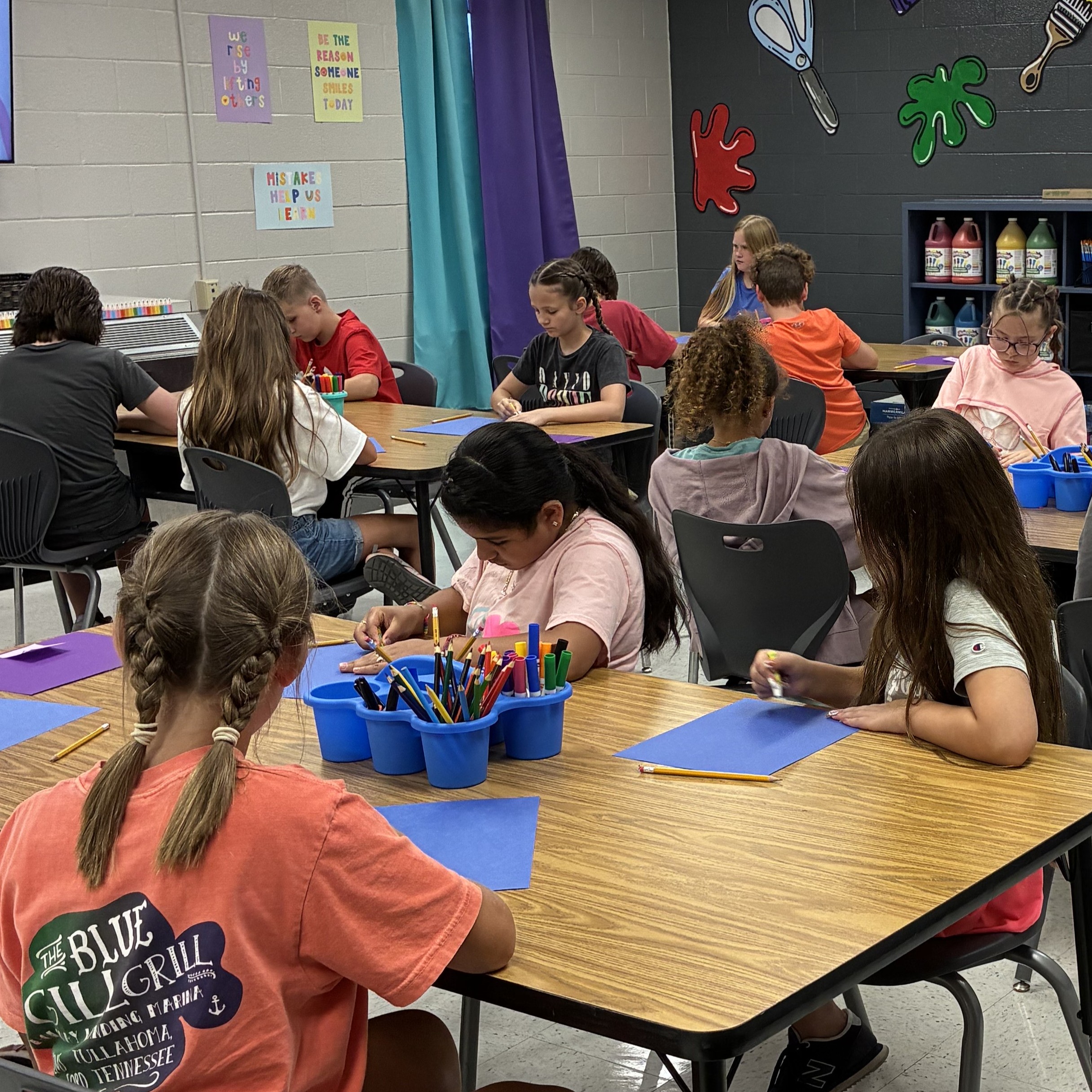 Students working hard in new Art class