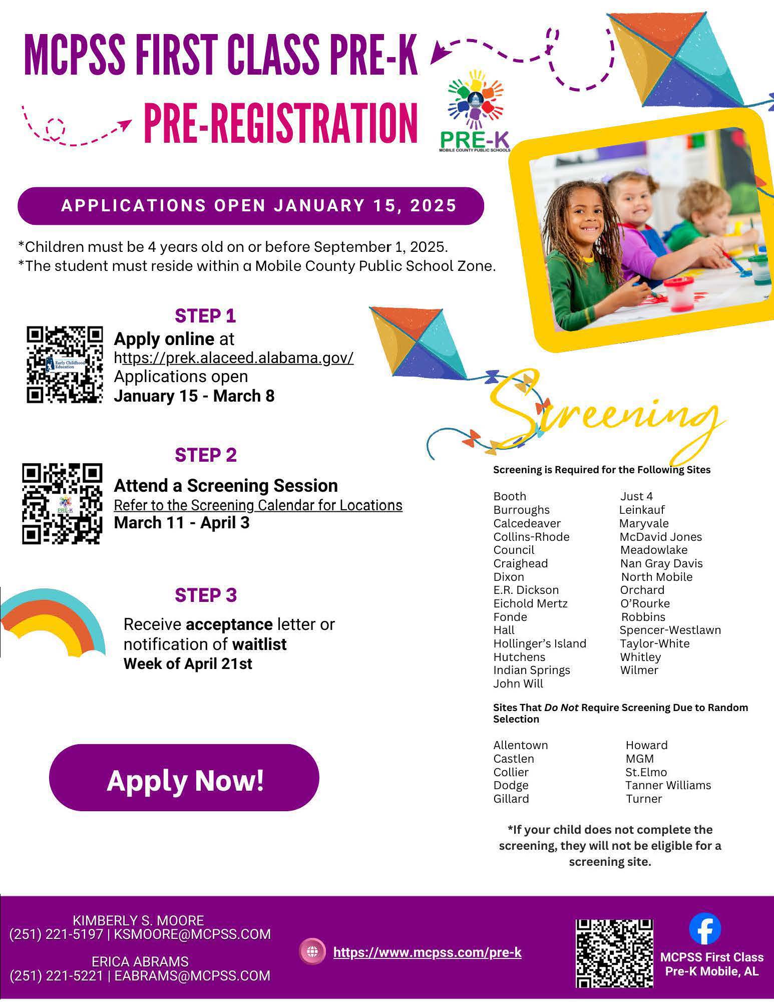 MCPSS First Class Pre-K Pre-Registration Information