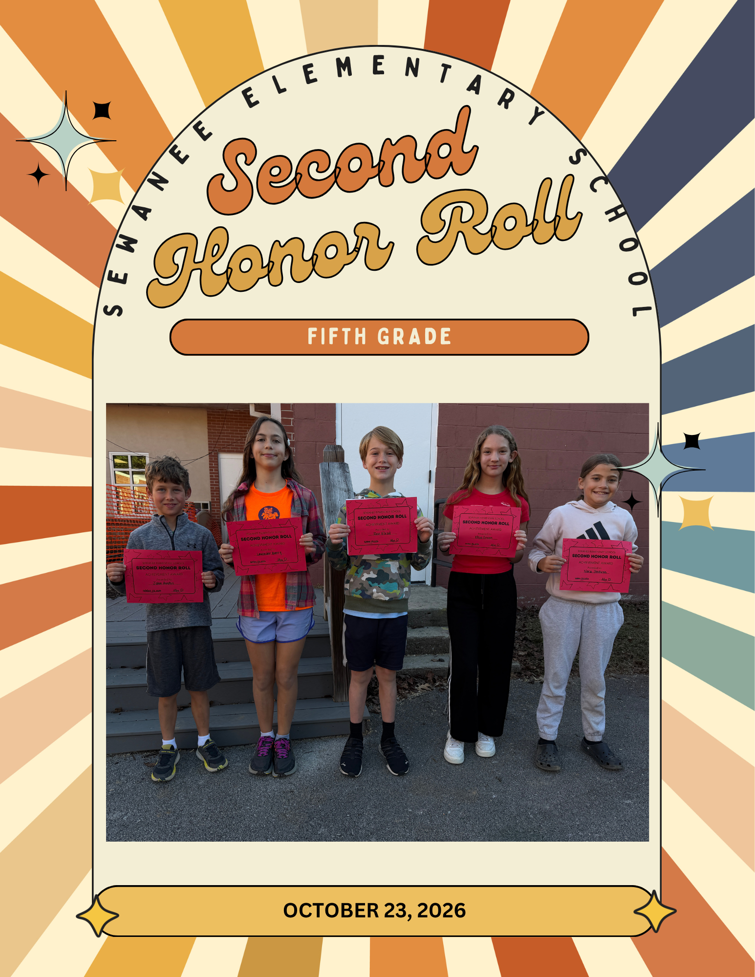 SEWANEE ELEMENTARY SCHOOL SECOND HONOR ROLL - 1ST NINE WEEKS - FIFTH GRADE - OCTOBER 23, 2026