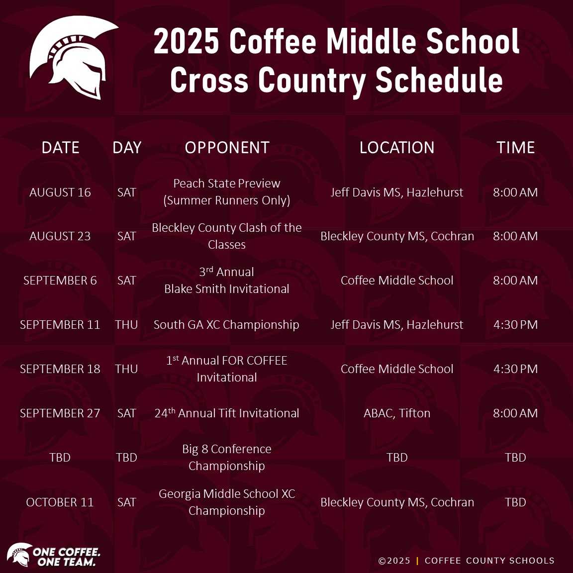 2025 CMS Cross Country Schedule