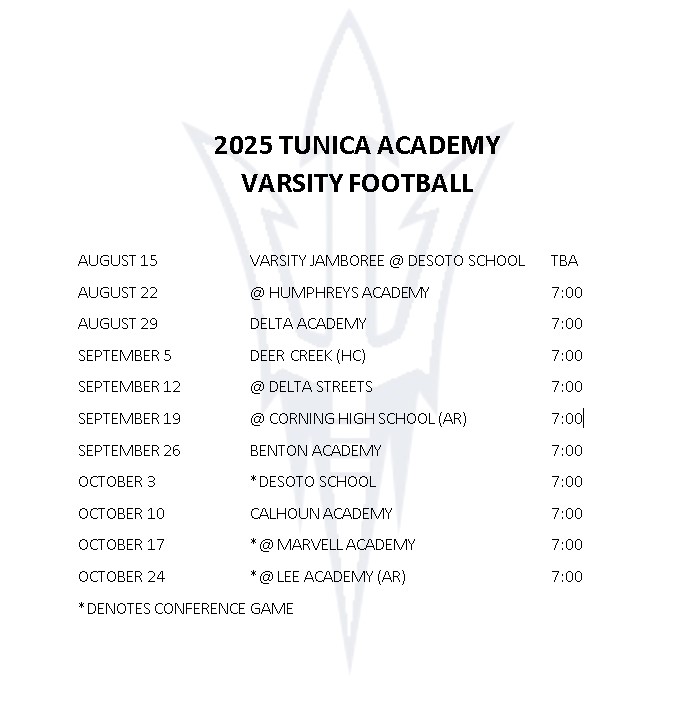 VARSITY FOOTBALL SCHEDULE