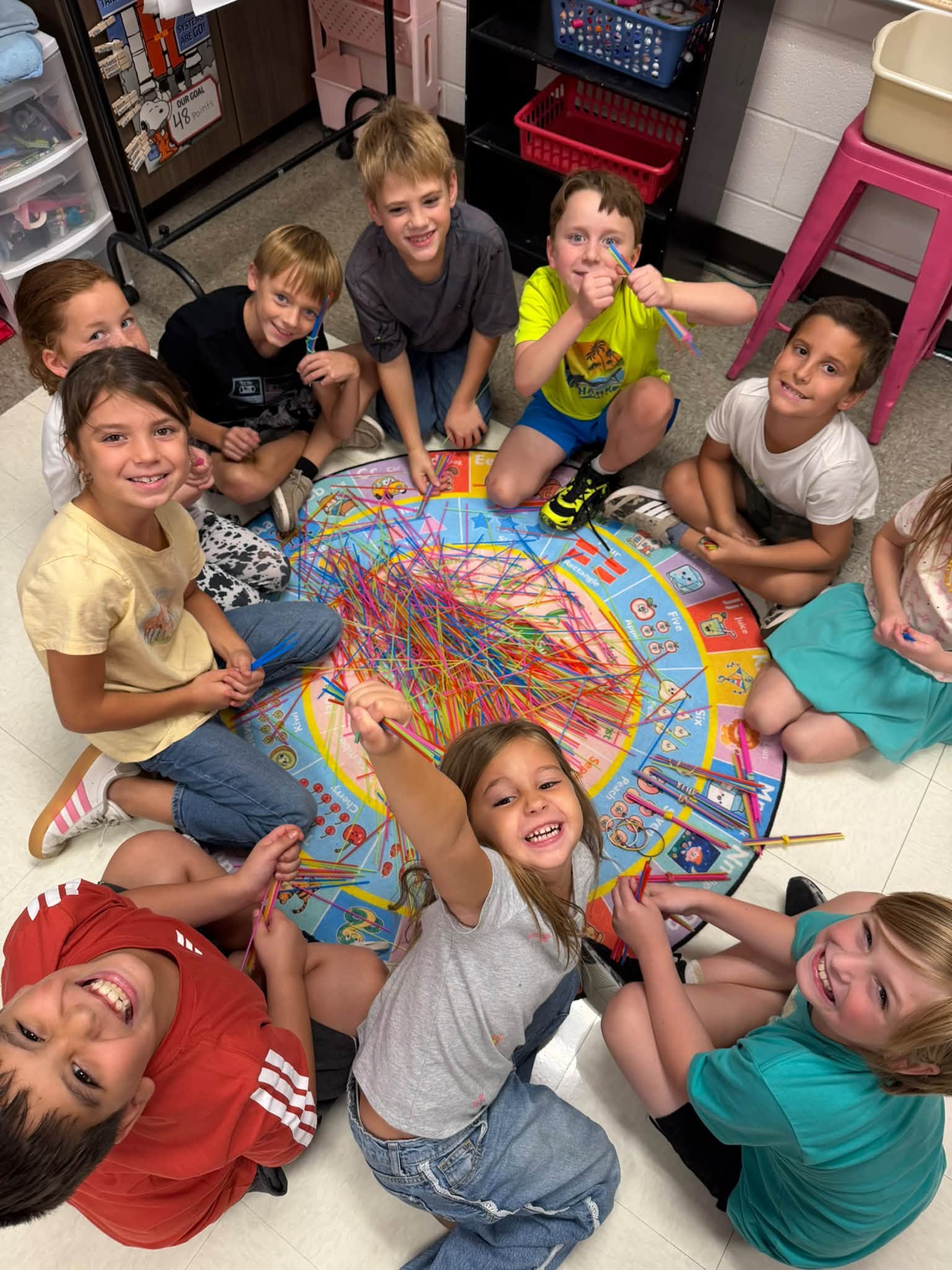 2nd grade counting 1,200 straws!