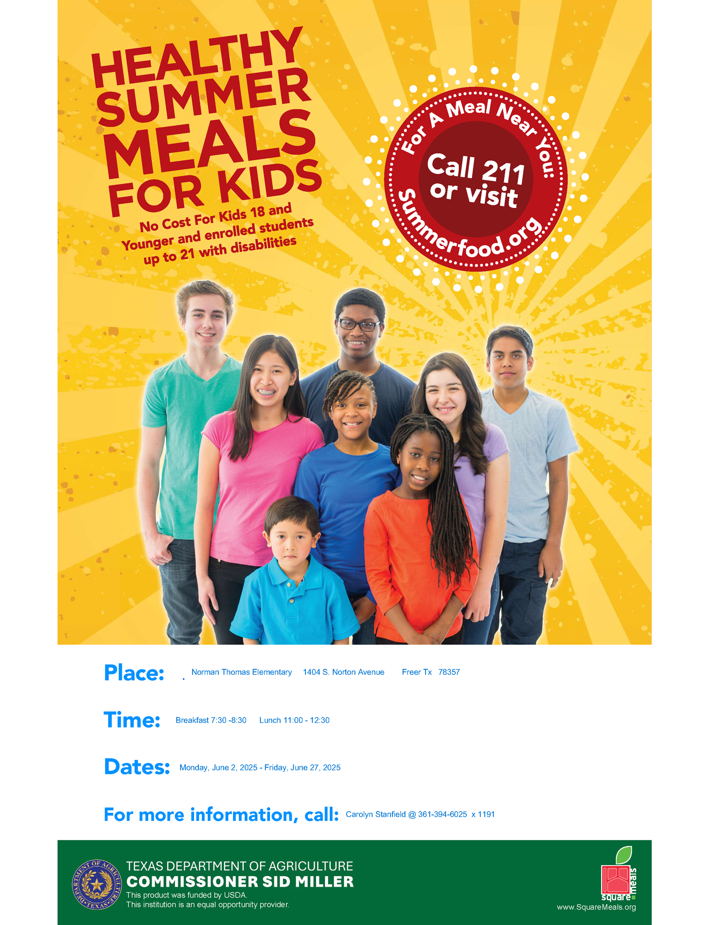 Summer Meals for Kids Flyer English
