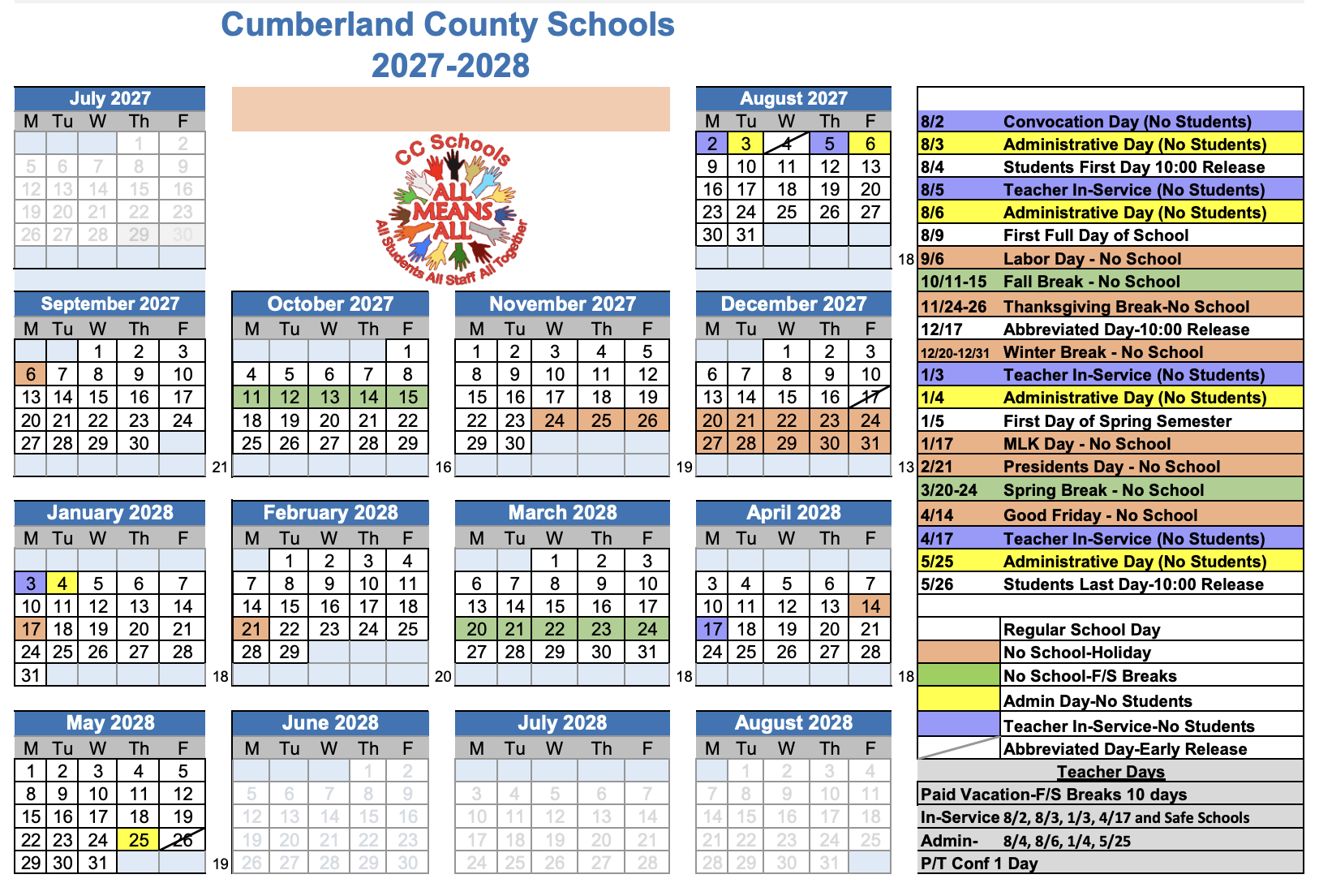 2027-2028 School Calendar
