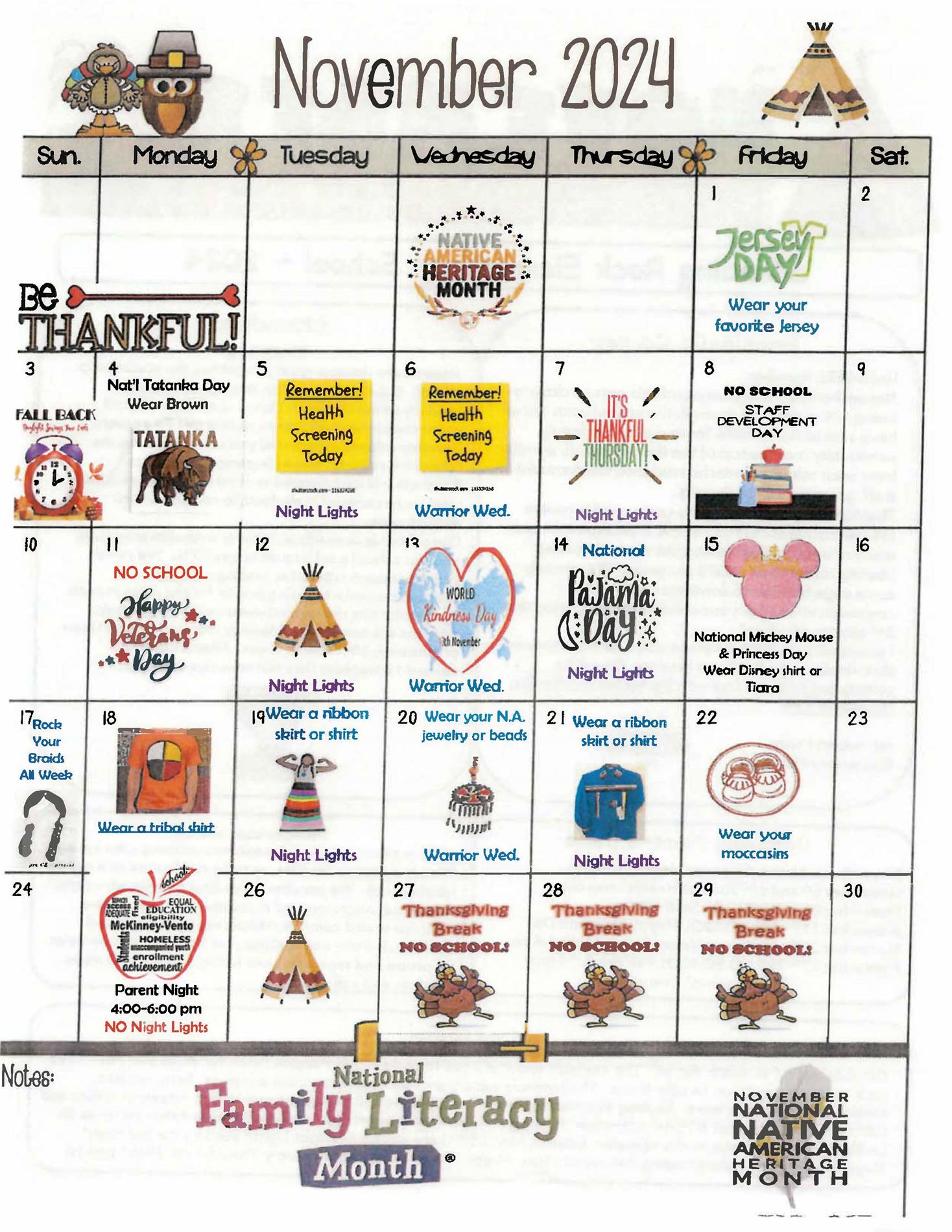 Elementary November 2024 Calendar