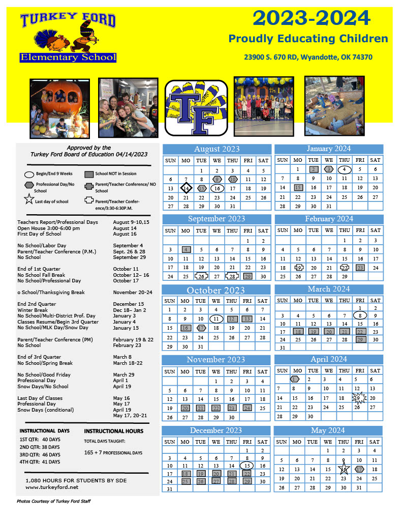 Yearly School Calendar - Turkey Ford School District