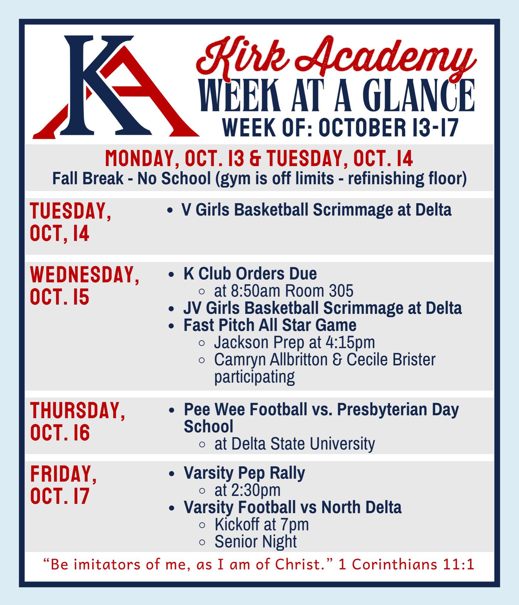 week at a glance