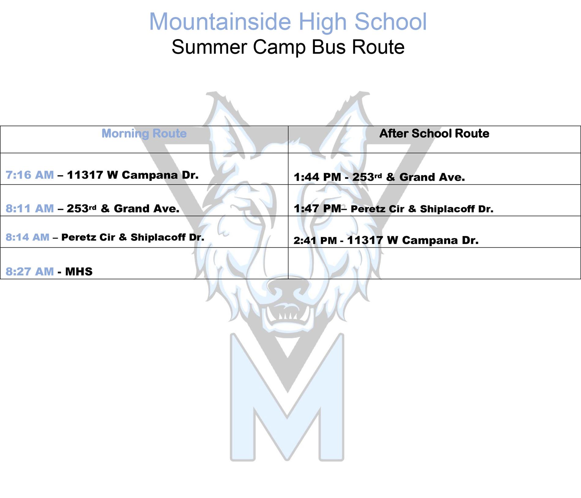 Summer Camp Bus Route 3