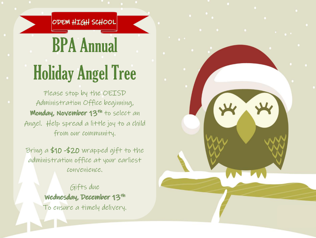 BPA Annual Holiday Angel Tree Flyer