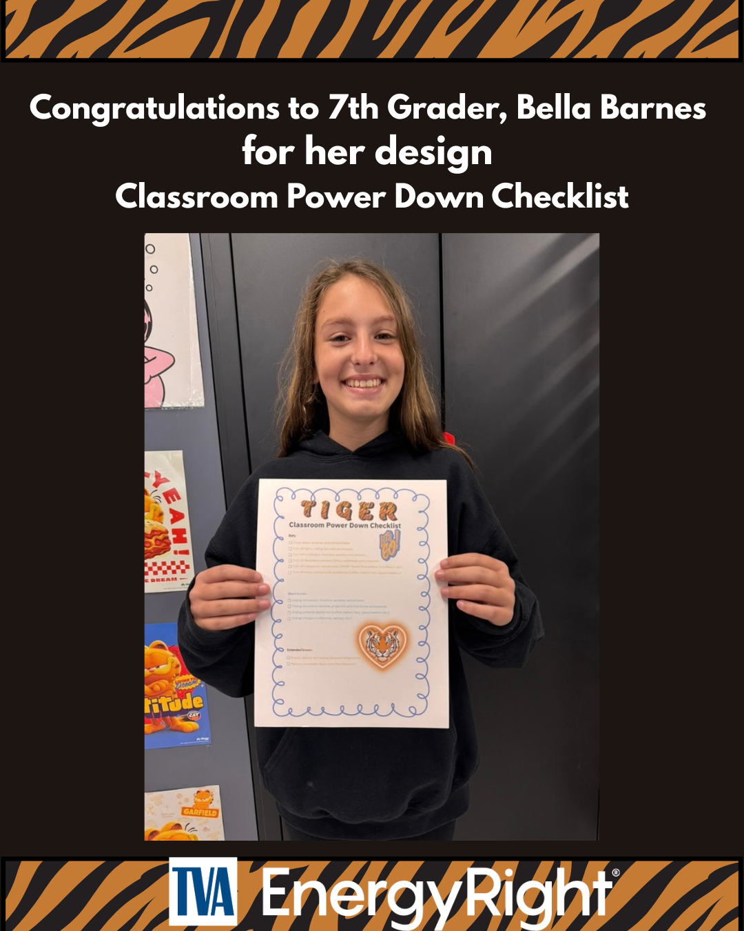 TVA Power Down Checklist Winner, Bella Barnes