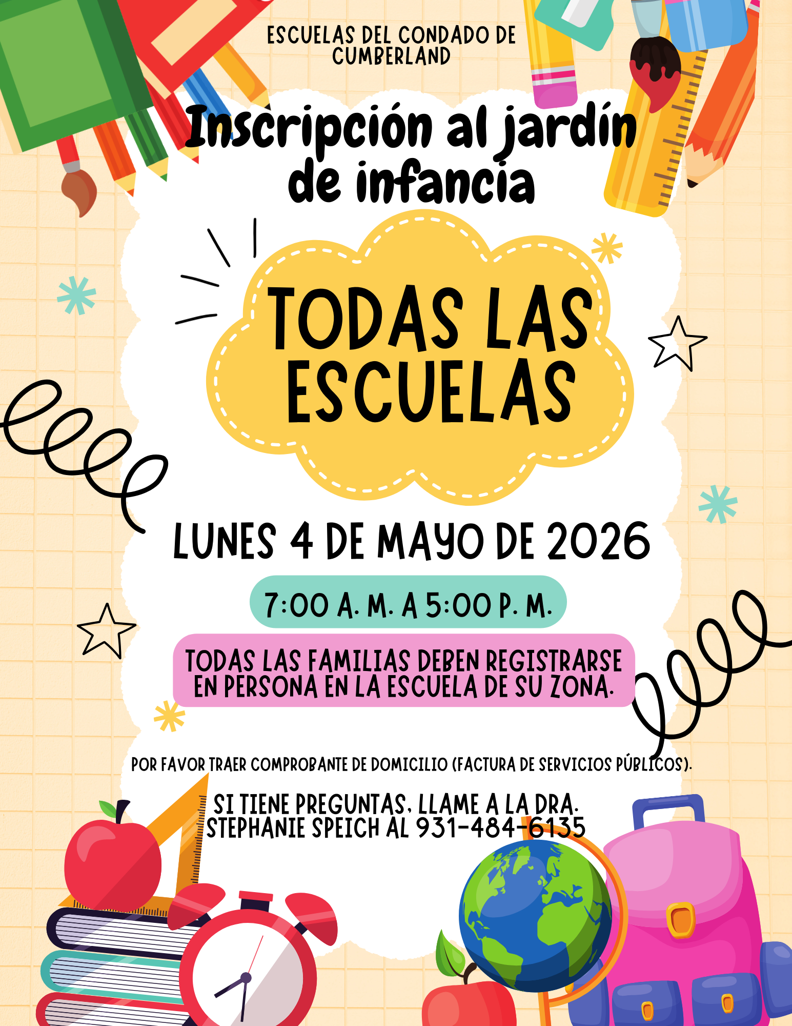 2026-2027 Kindergarten Registration Flyer - Spanish