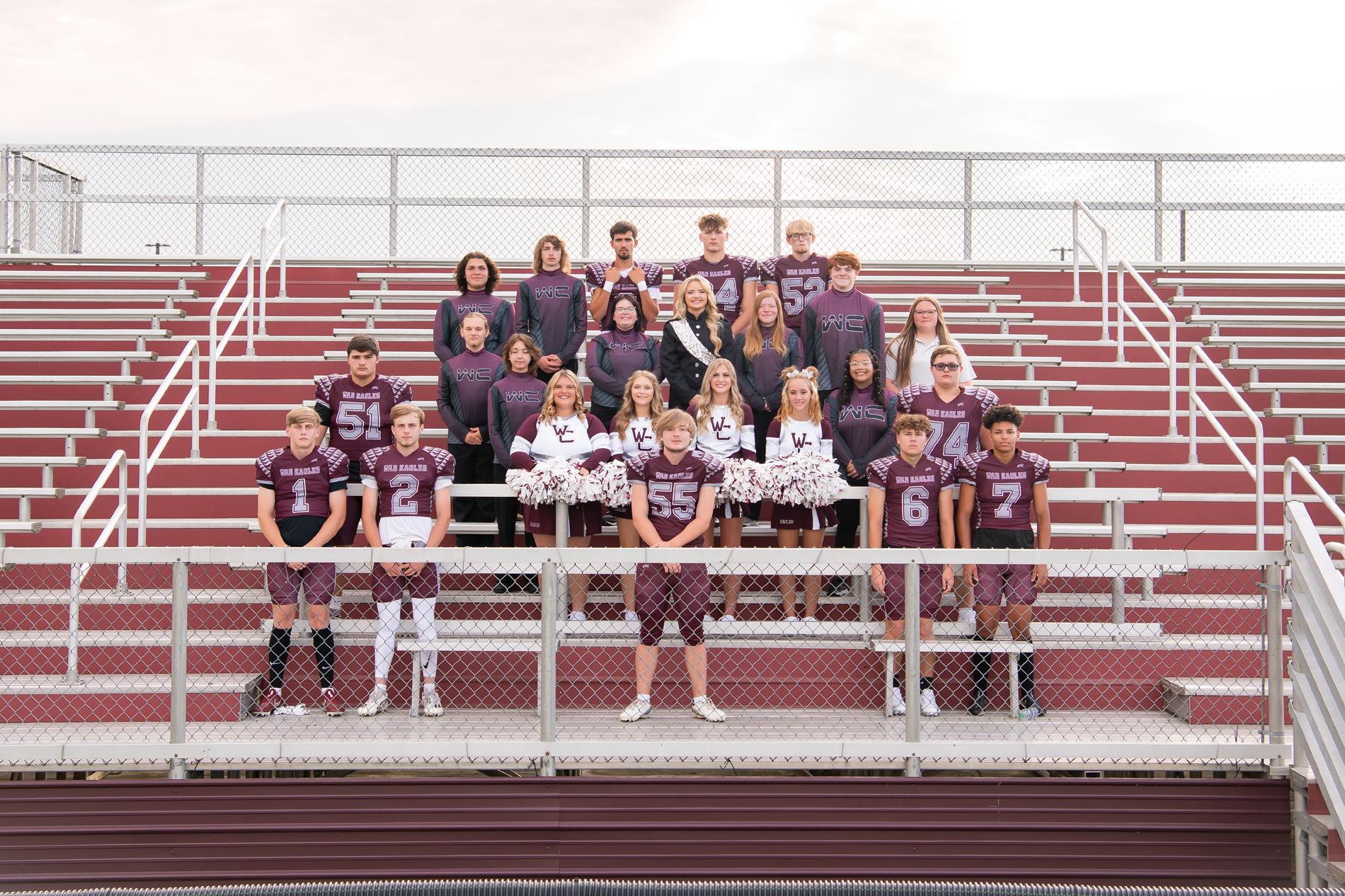 Senior Cheerleaders, Band Members, and Football Players