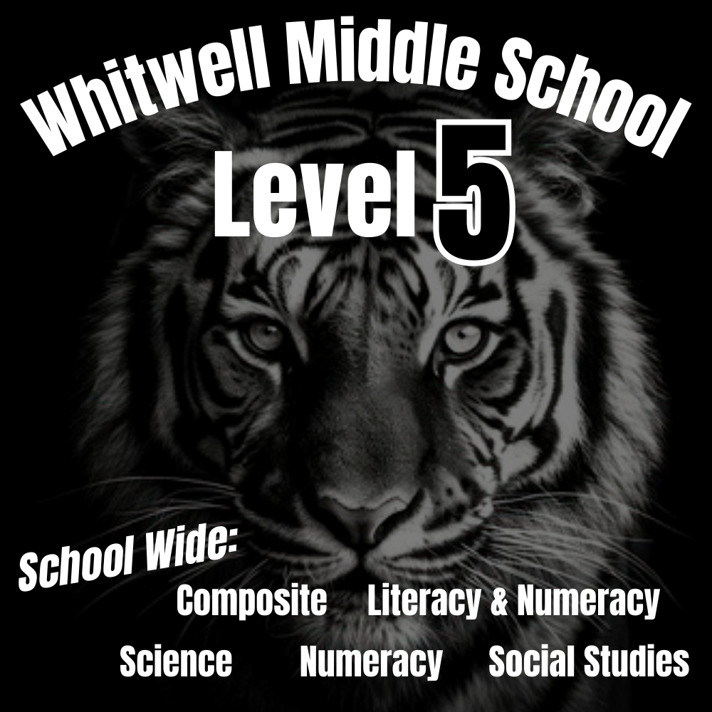 Whitwell Middle School Level 5 School Wide: Composite, Literacy & Numeracy, Science, Numeracy, Social Studies