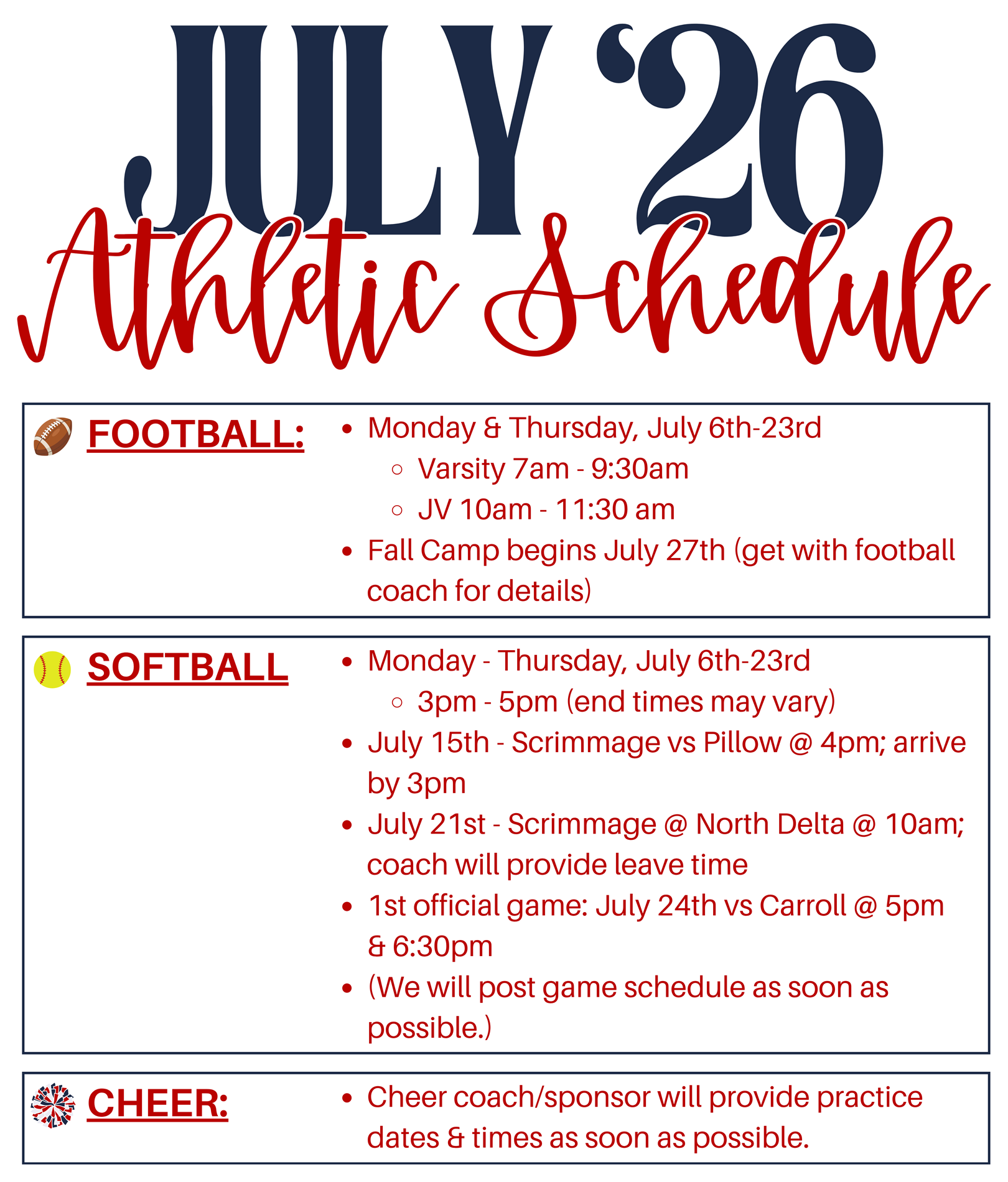 schedule july