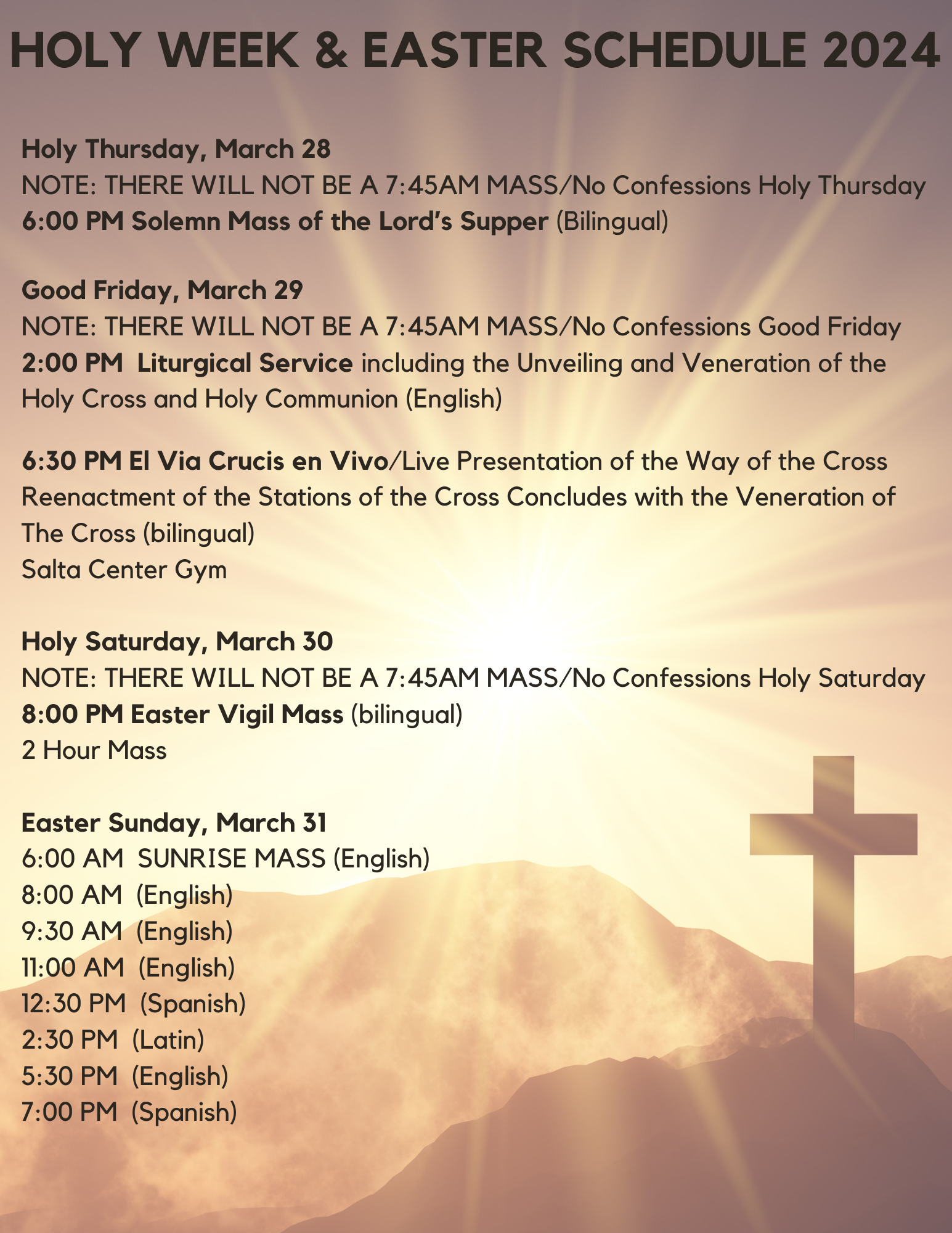 Easter & Holy Week Schedule