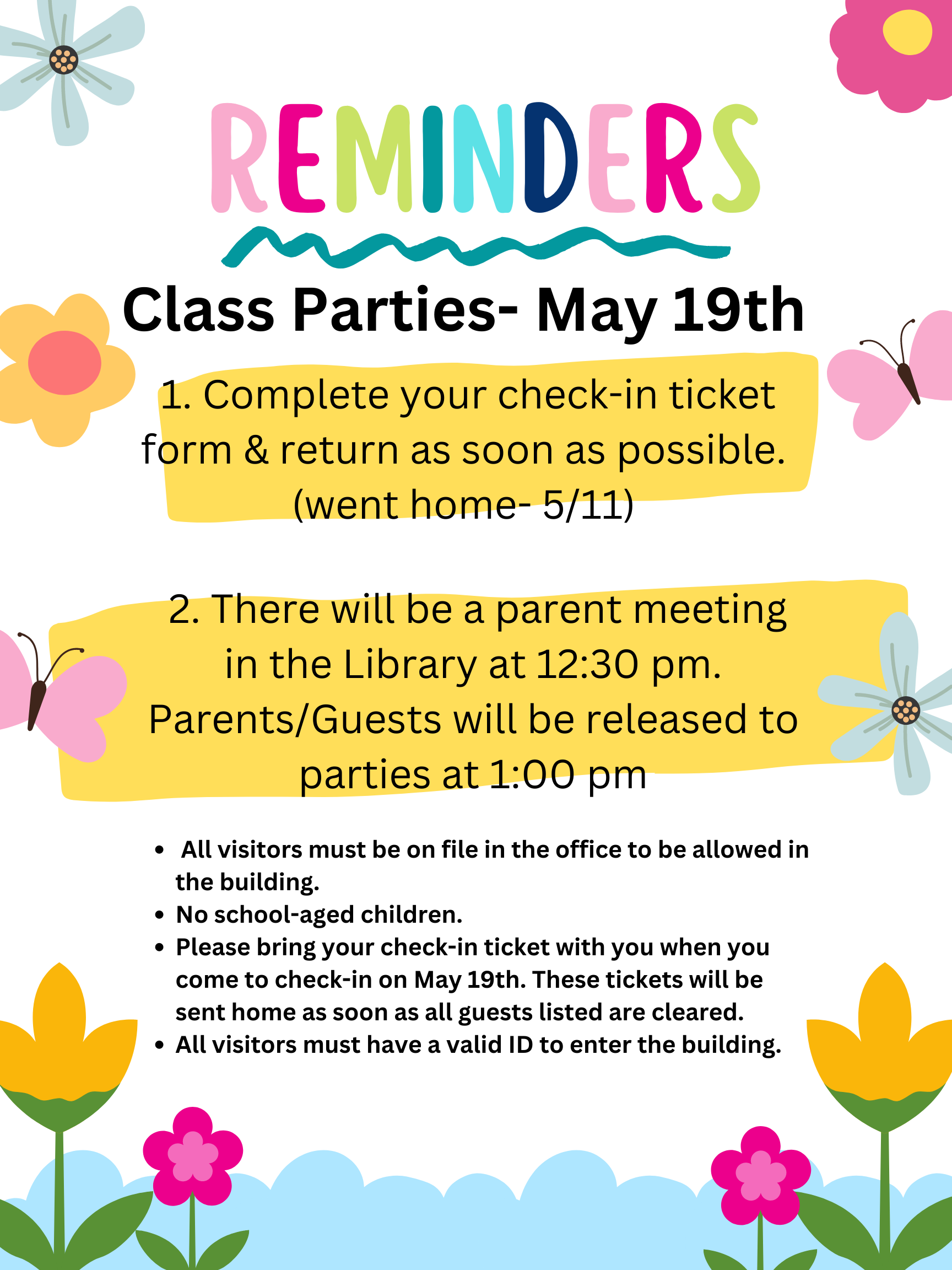Class Party Reminders