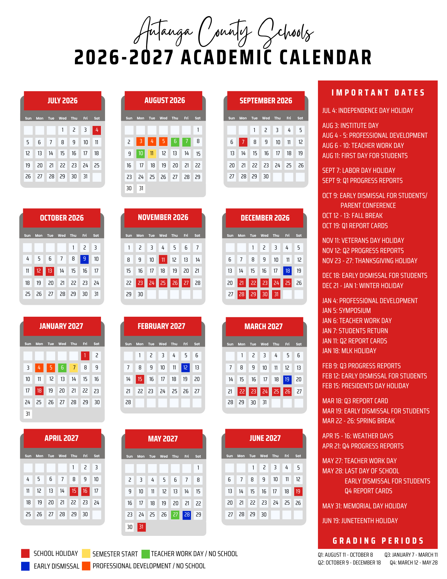 2026-2027 board-approved calendar