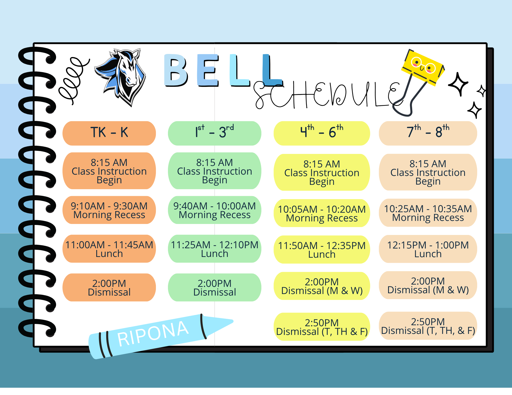 Ripona Bell Schedule