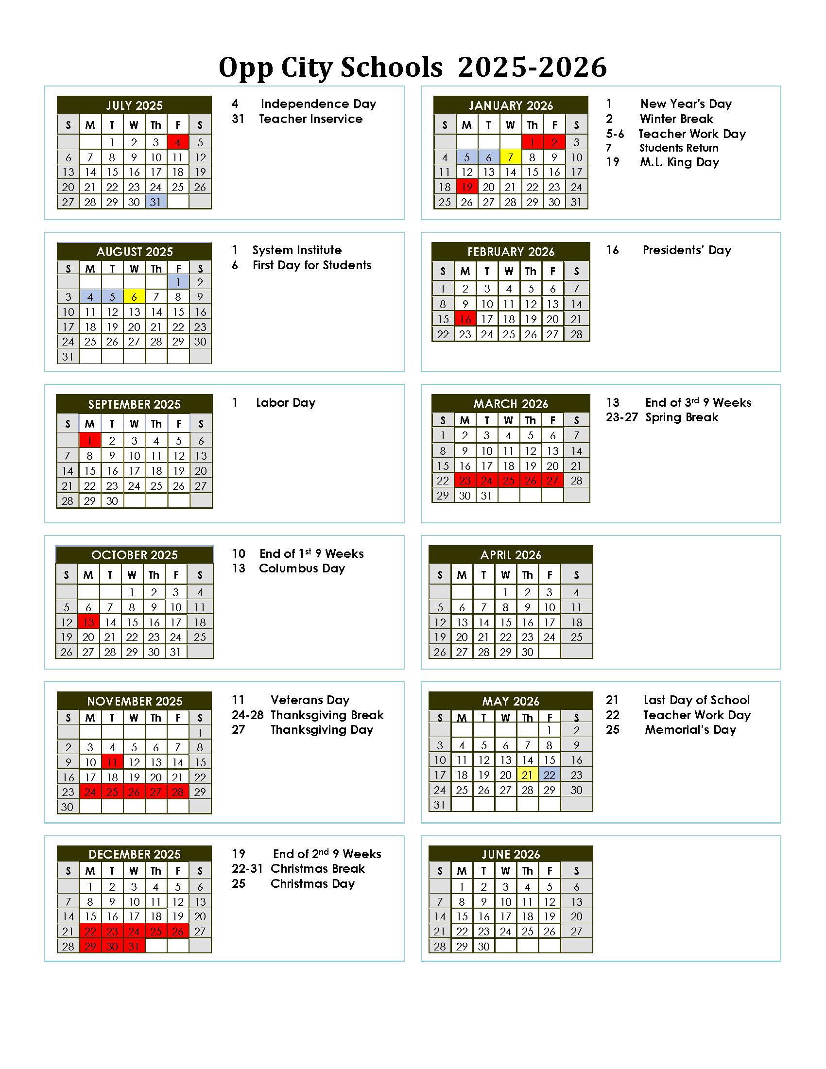 2025-2026 School Year