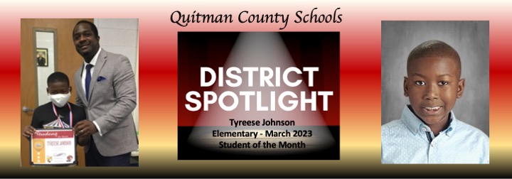 Tyreese Johnson March 2023 Elementary Student of the Month