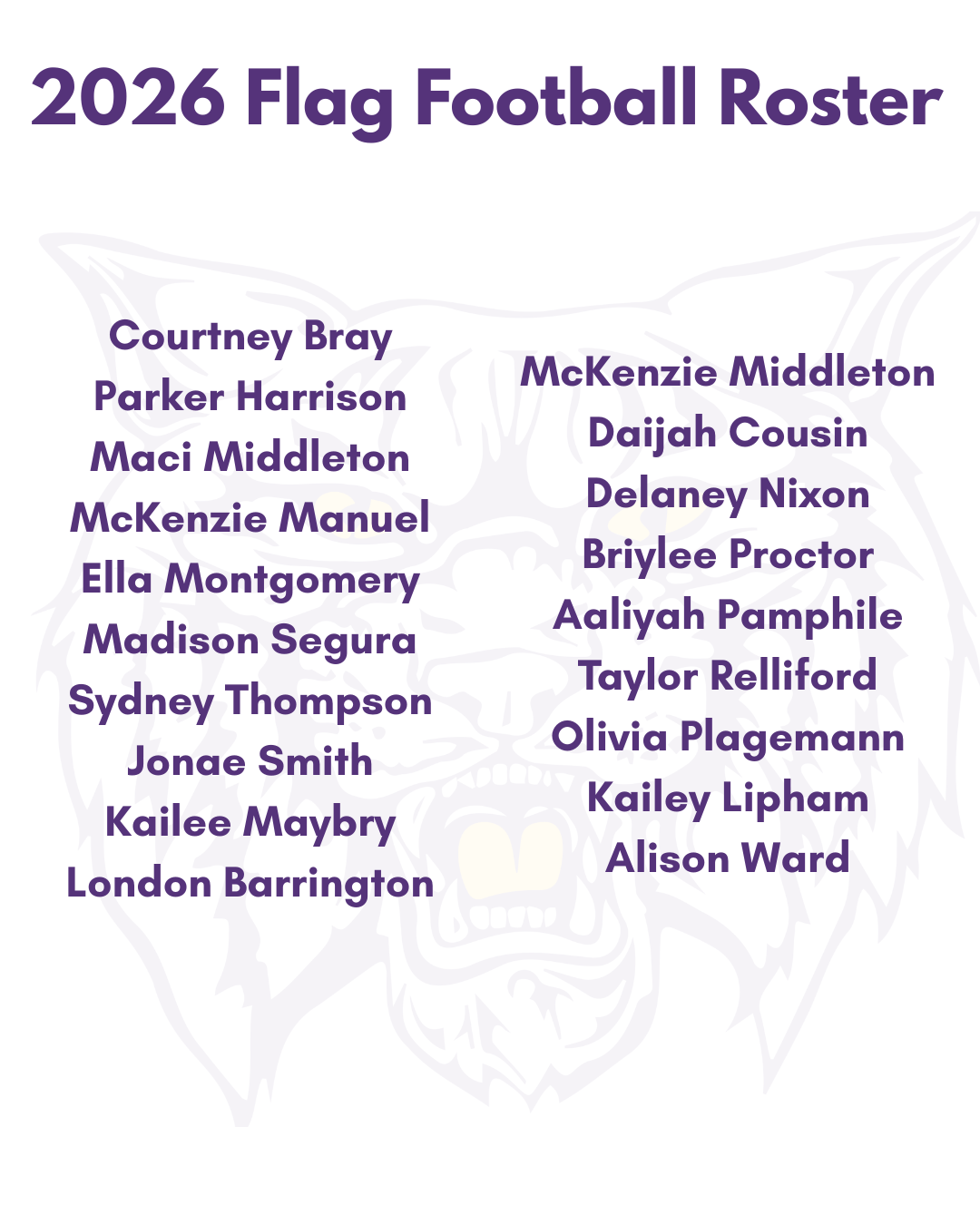 2026 Flag Football Roster 2026 Flag Football Roster