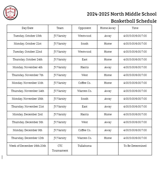 24-25  Basketball Schedule