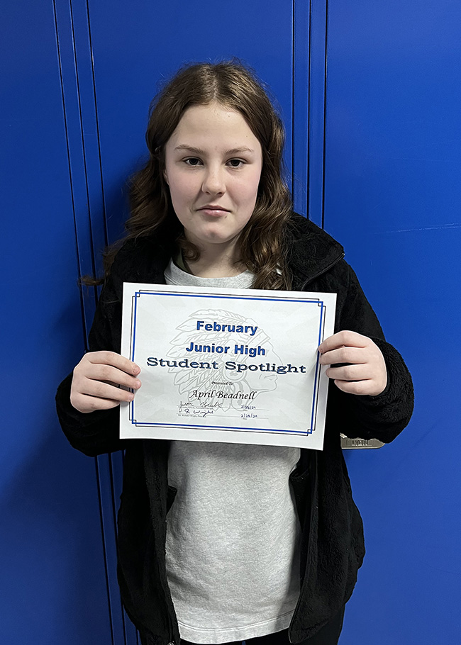April Beadnell, JH February Student Spotlight