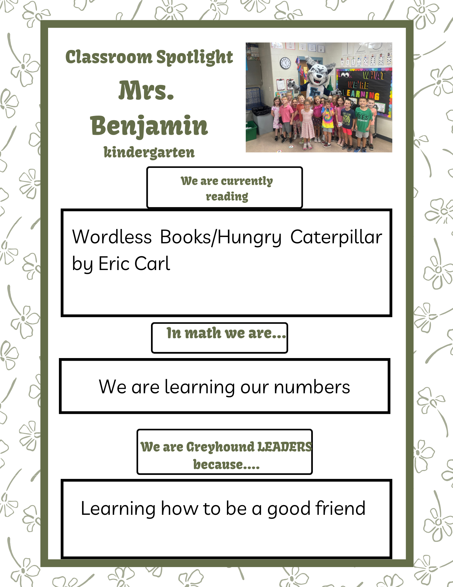 BES Classroom Spotlight: Mrs. Benjamin's Kindergarten Class