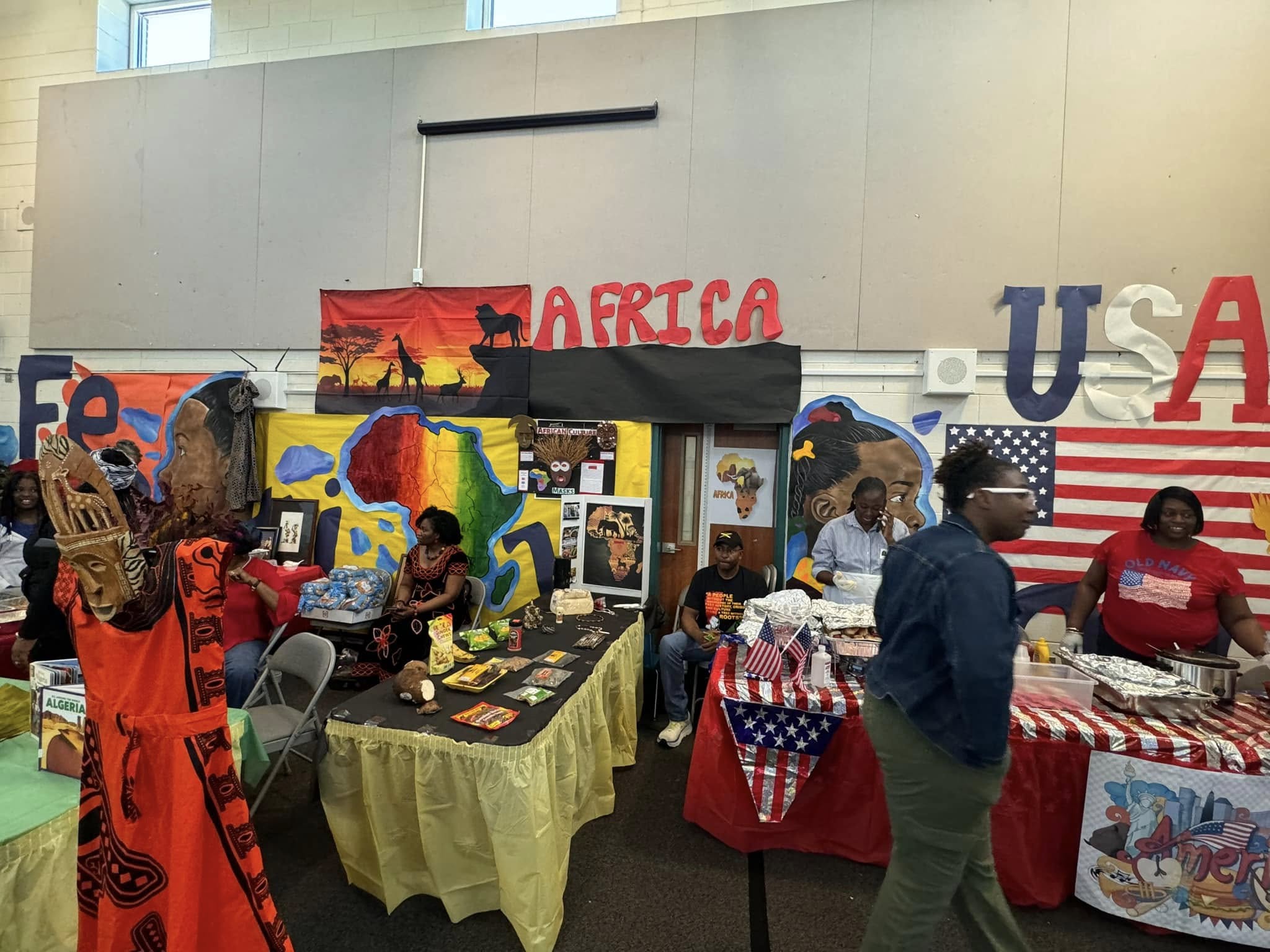 AFRICA USA people at multicultural festival in a room 