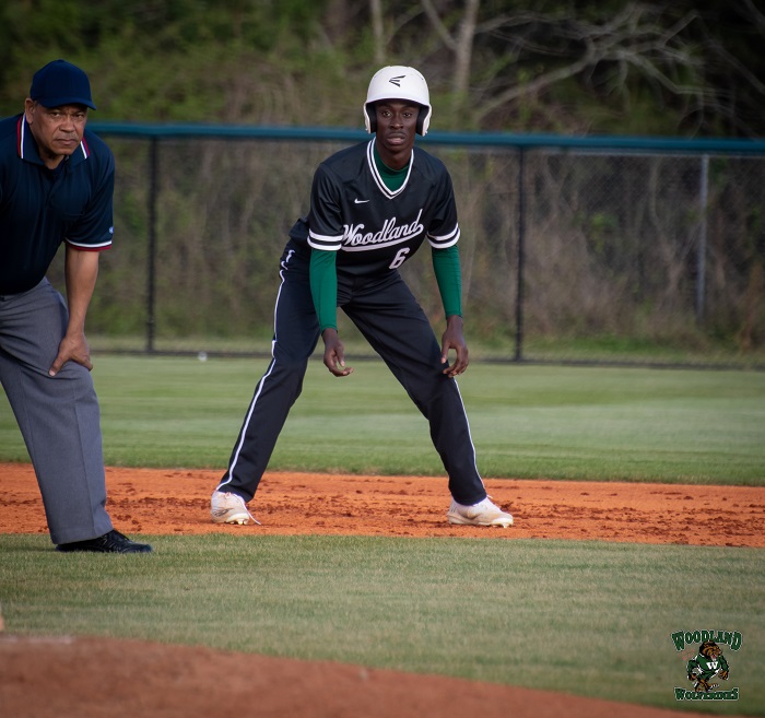 Woodland High Baseball Player Ready to Run to a Base