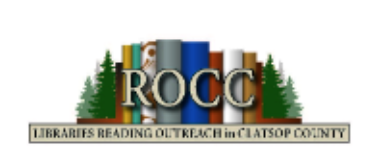 ROCC Logo, books on a shelf