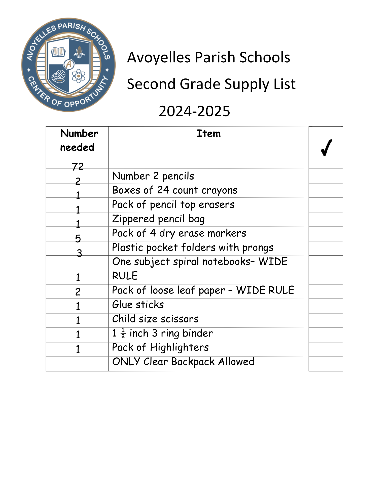 Avoyelles Parish School Calendar 2025