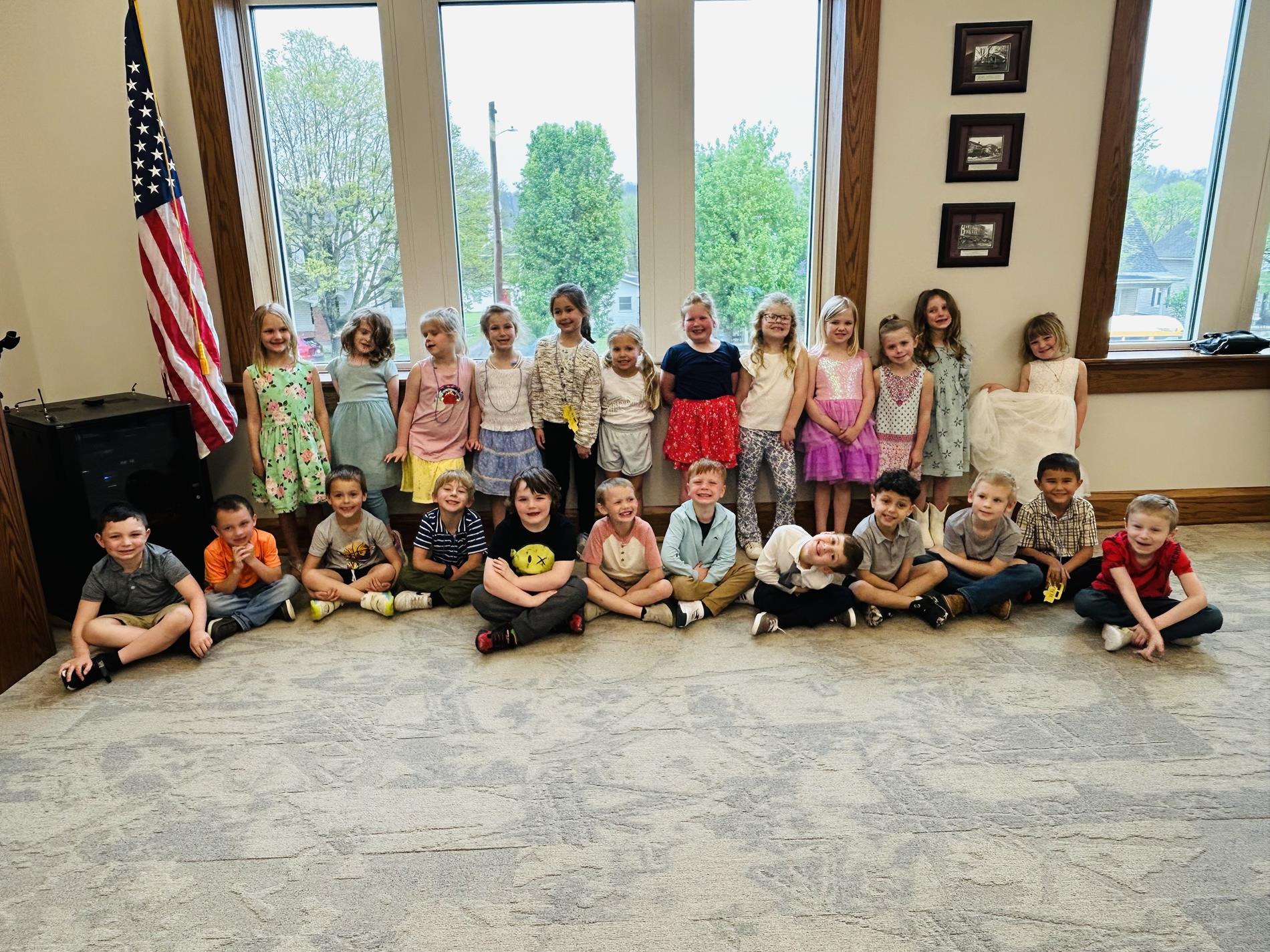 group of students at the library