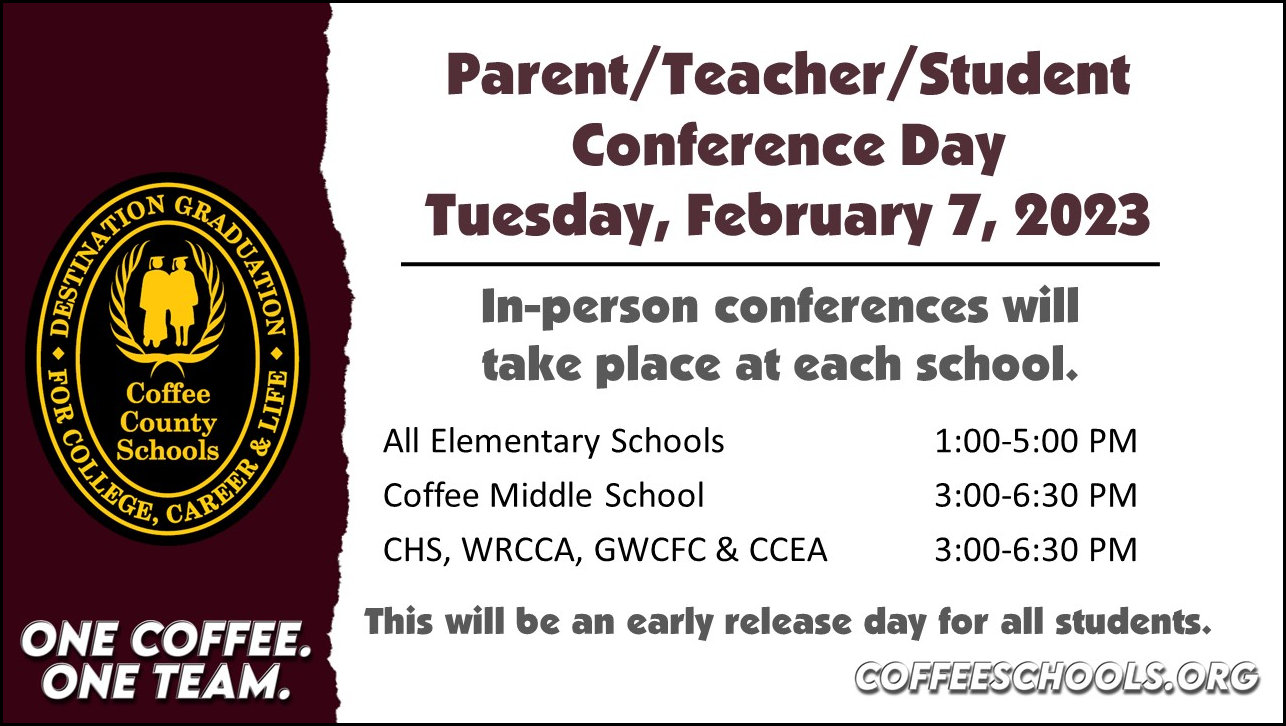 Parent/Teacher conferences will be held from 3:00-6:00 at CMS 