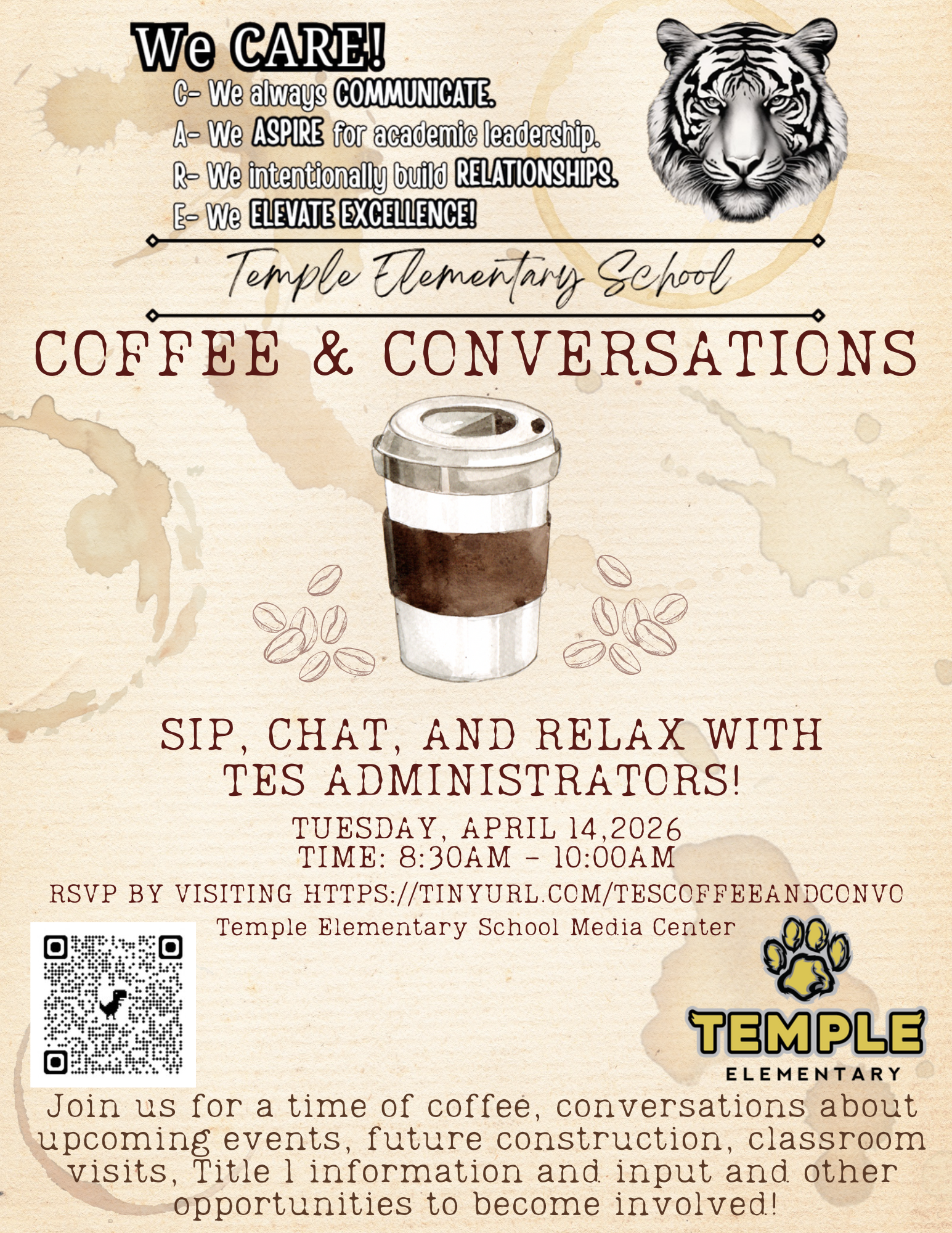 Coffee and Conversations April Flyer