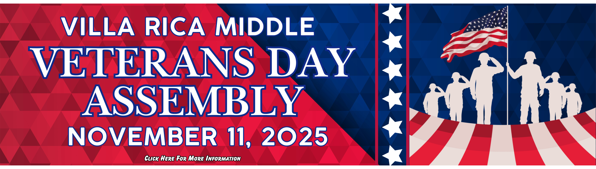 Villa Rica Middle School Veterans Day Assembly, November 11th. Clipart of soldiers.