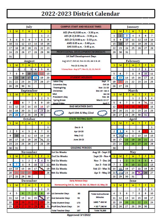 Alvord Independent School District Calendar 2022 And 2023