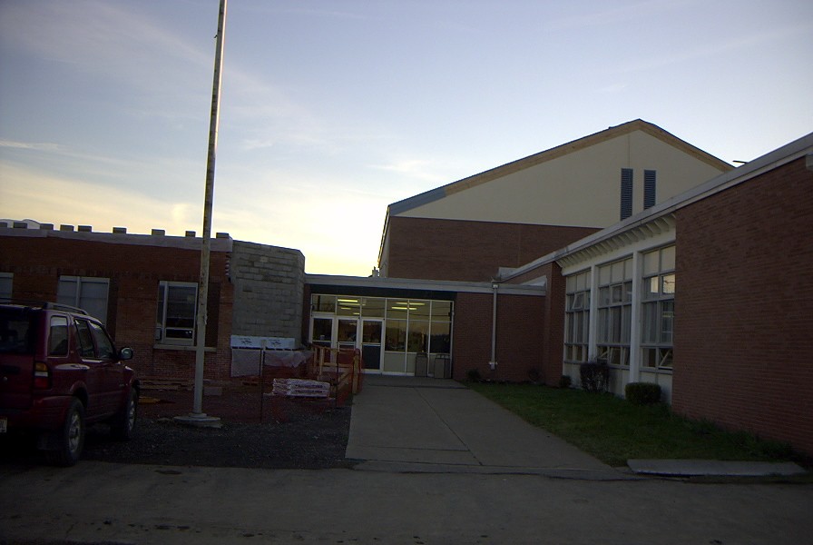 High school office area and brickwork 