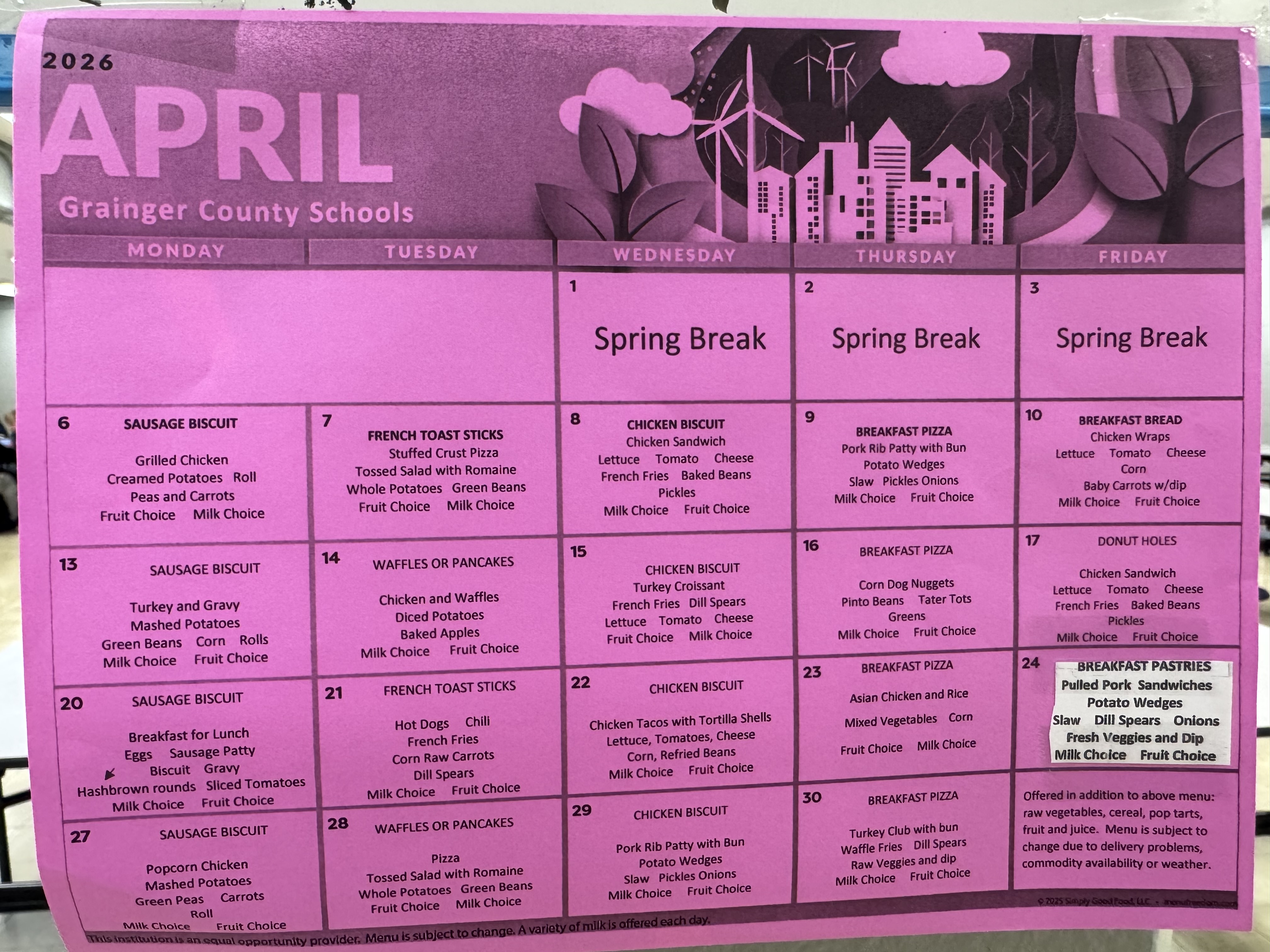 April Menu