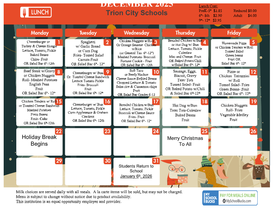 TCS LUNCH MENU: CLICK TO ACCESS READABLE TEXT TCS LUNCH MENU: CLICK TO ACCESS READABLE TEXT