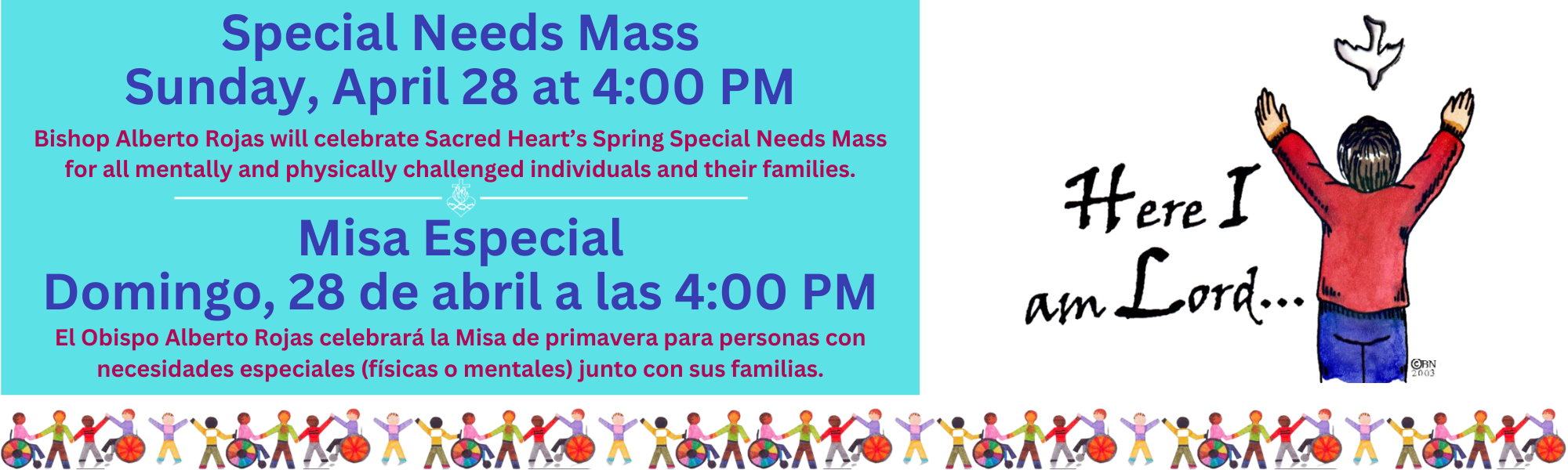 Special Needs Mass Sunday, April 28 at 400 PM