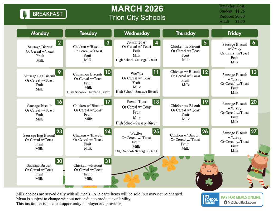 TCS BREAKFAST MENU: CLICK TO OPEN MENU IN READABLE TEXT