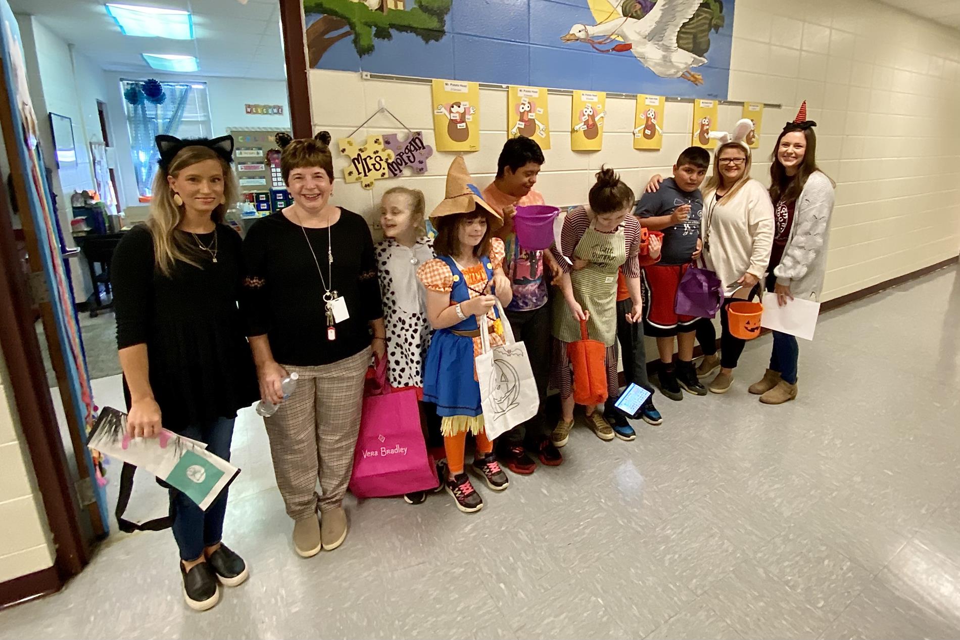 Special Needs Students Trick-or-Treat the School