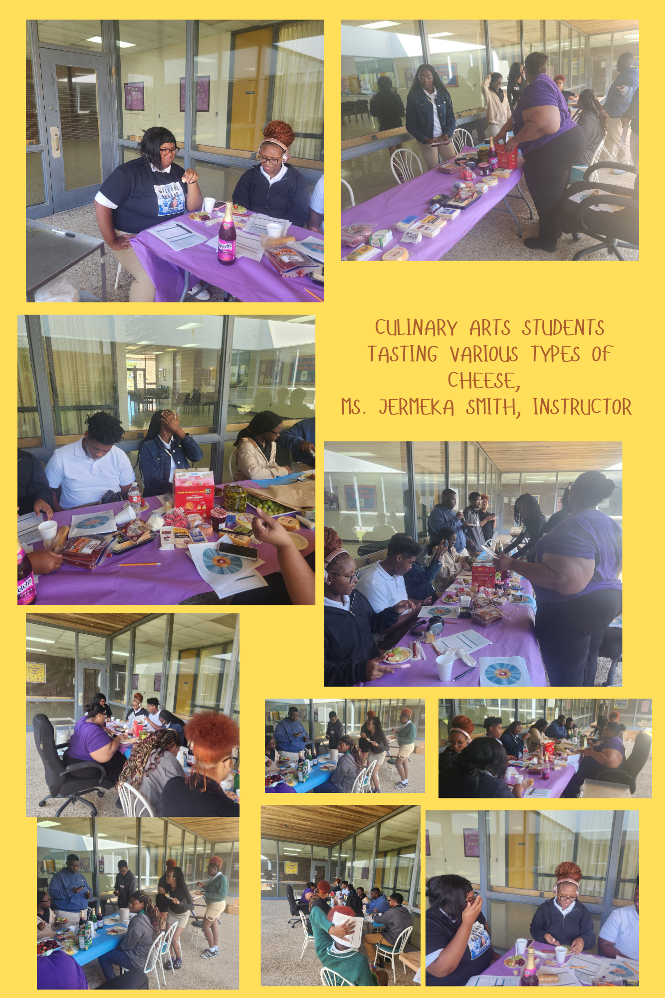 Culinary Arts Students tasting various types of cheese; Ms. Jermeka Smith, Instructor