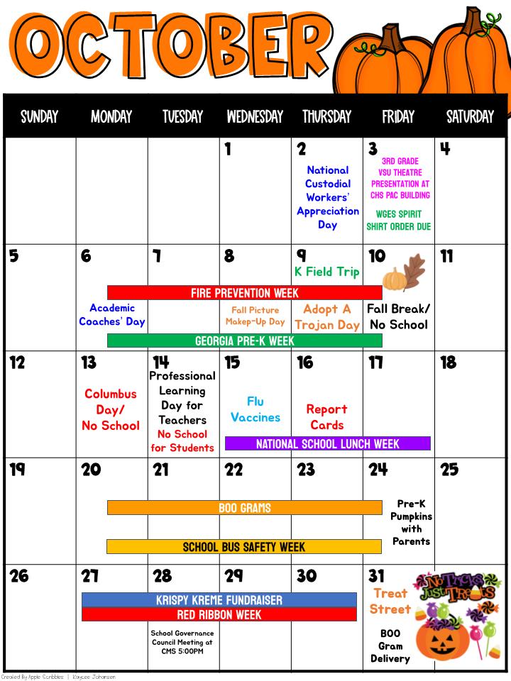 OCTOBER CALENDAR (ENGLISH)