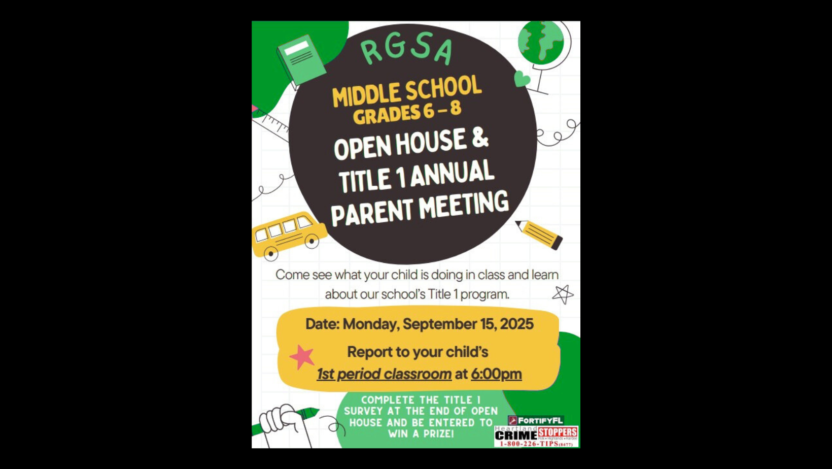 middle school open house with title 1 parent night