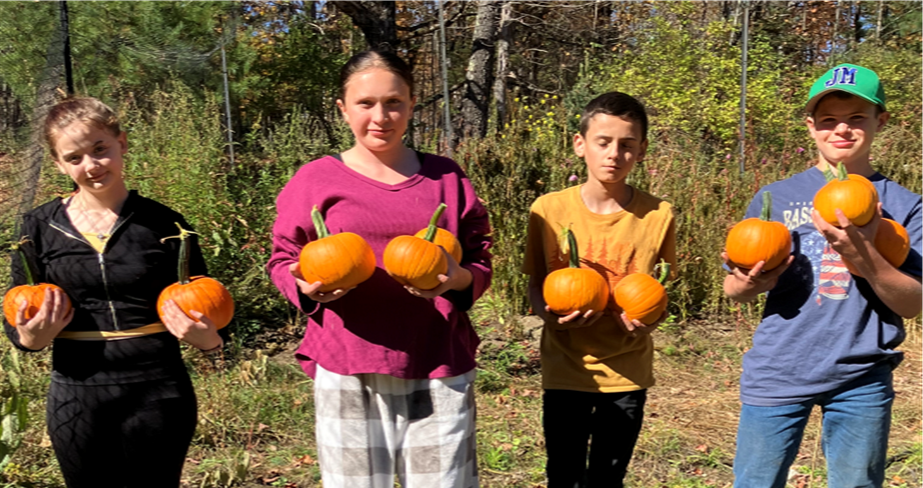 Students with pumkins