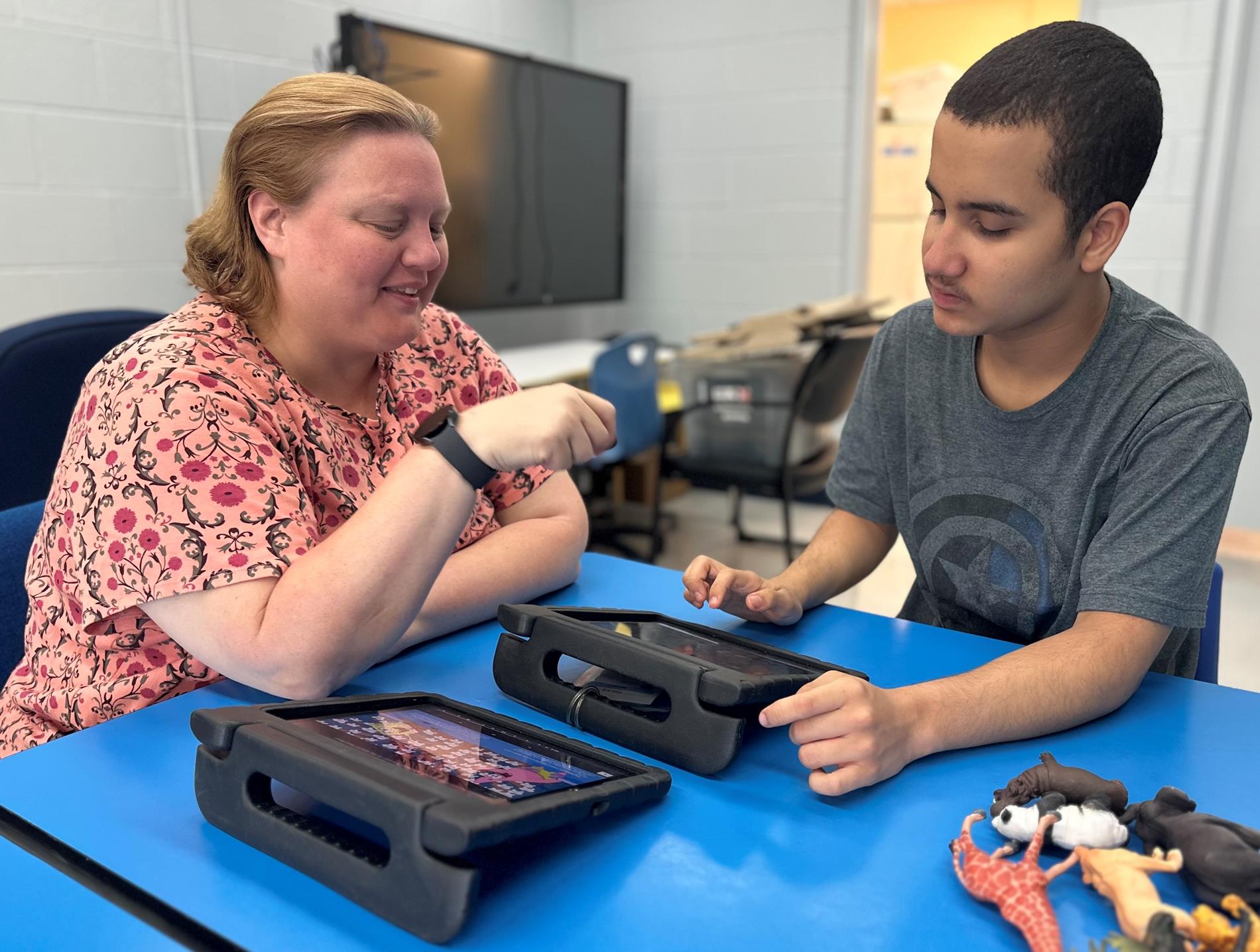 speech therapist with student